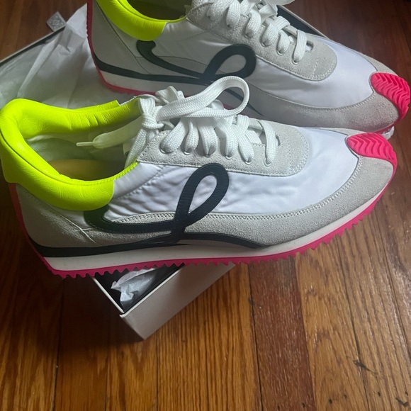 Stylish Women's Sneakers - Neon Yellow and Pink - Picture 1 of 10